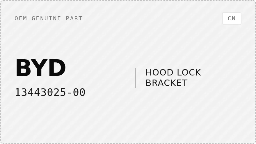 Etichetta OEM BYD 13443025-00 — HOOD LOCK BRACKET