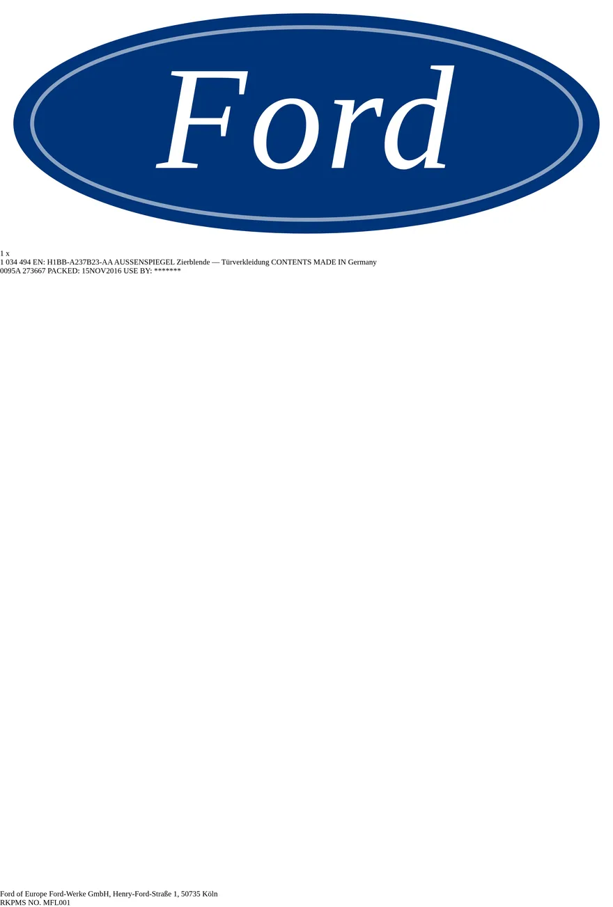 Etichetta OEM FORD 1034494 — AUSSENSPIEGEL