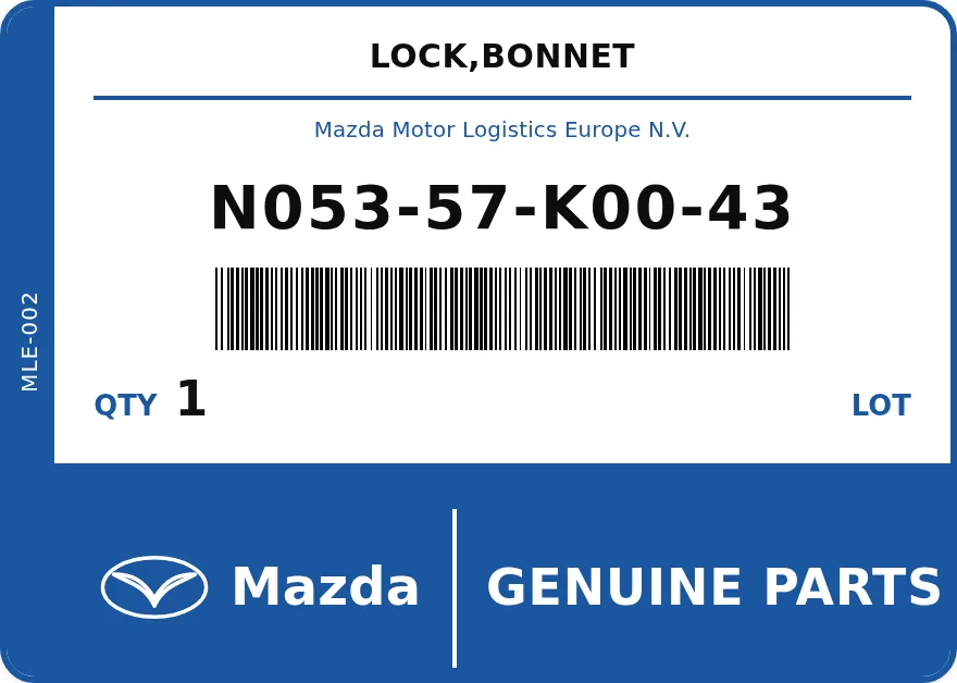 Etichetta OEM MAZDA N05357K0043 — LOCK,BONNET