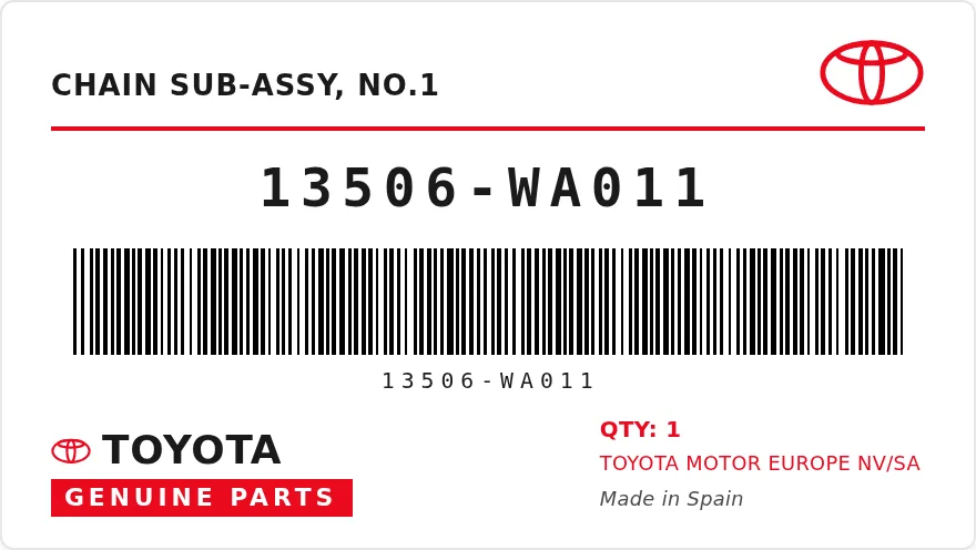 OEM-etiket TOYOTA 13506-WA011 — CHAIN SUB-ASSY, NO.1