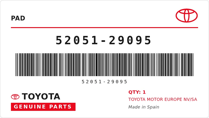 OEM-etiket TOYOTA 52051-29095 — PAD