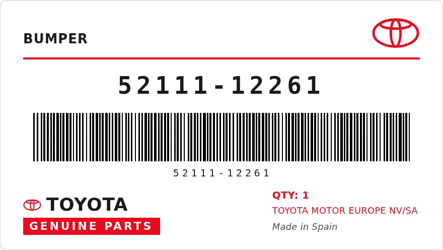 Etichetta OEM TOYOTA 52111-12261 — BUMPER