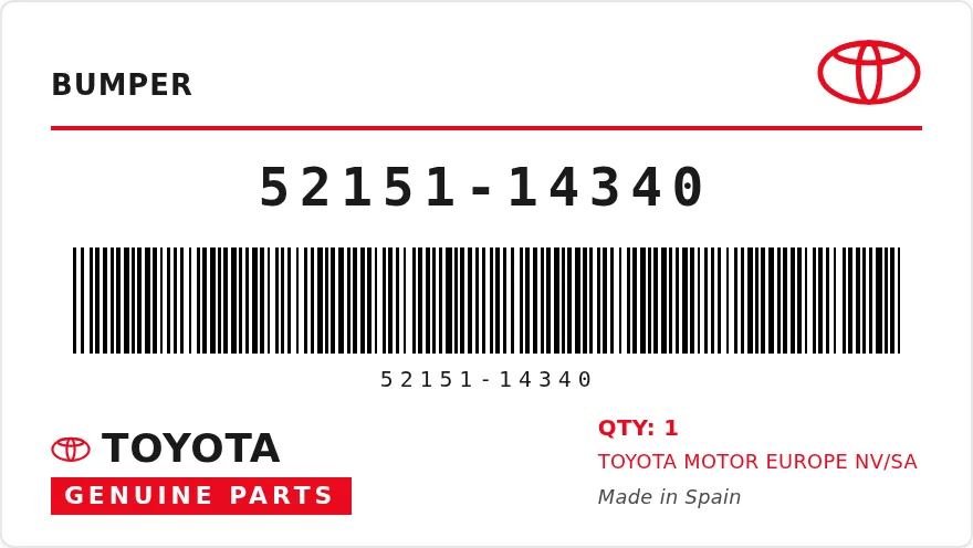 OEM-etiket TOYOTA 52151-14340 — BUMPER