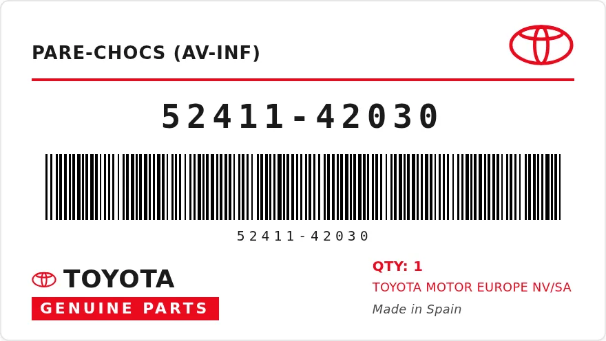 OEM-etiket TOYOTA 52411-42030 — GUARD, FR BUMPER