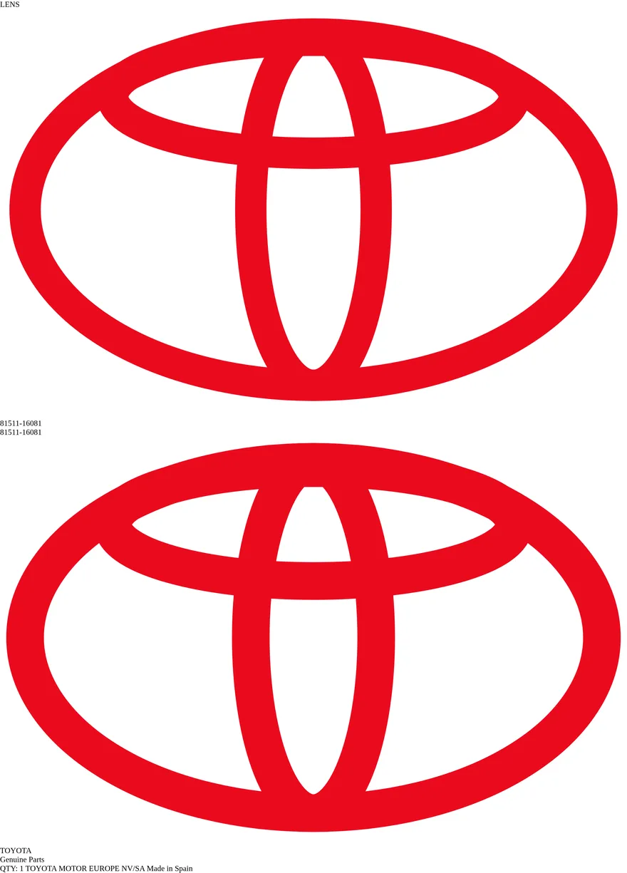 OEM label TOYOTA 81511-16081 — LENS