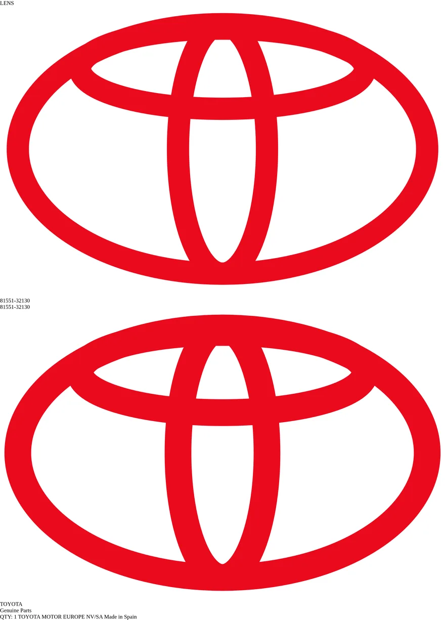OEM-etiket TOYOTA 81551-32130 — LENS