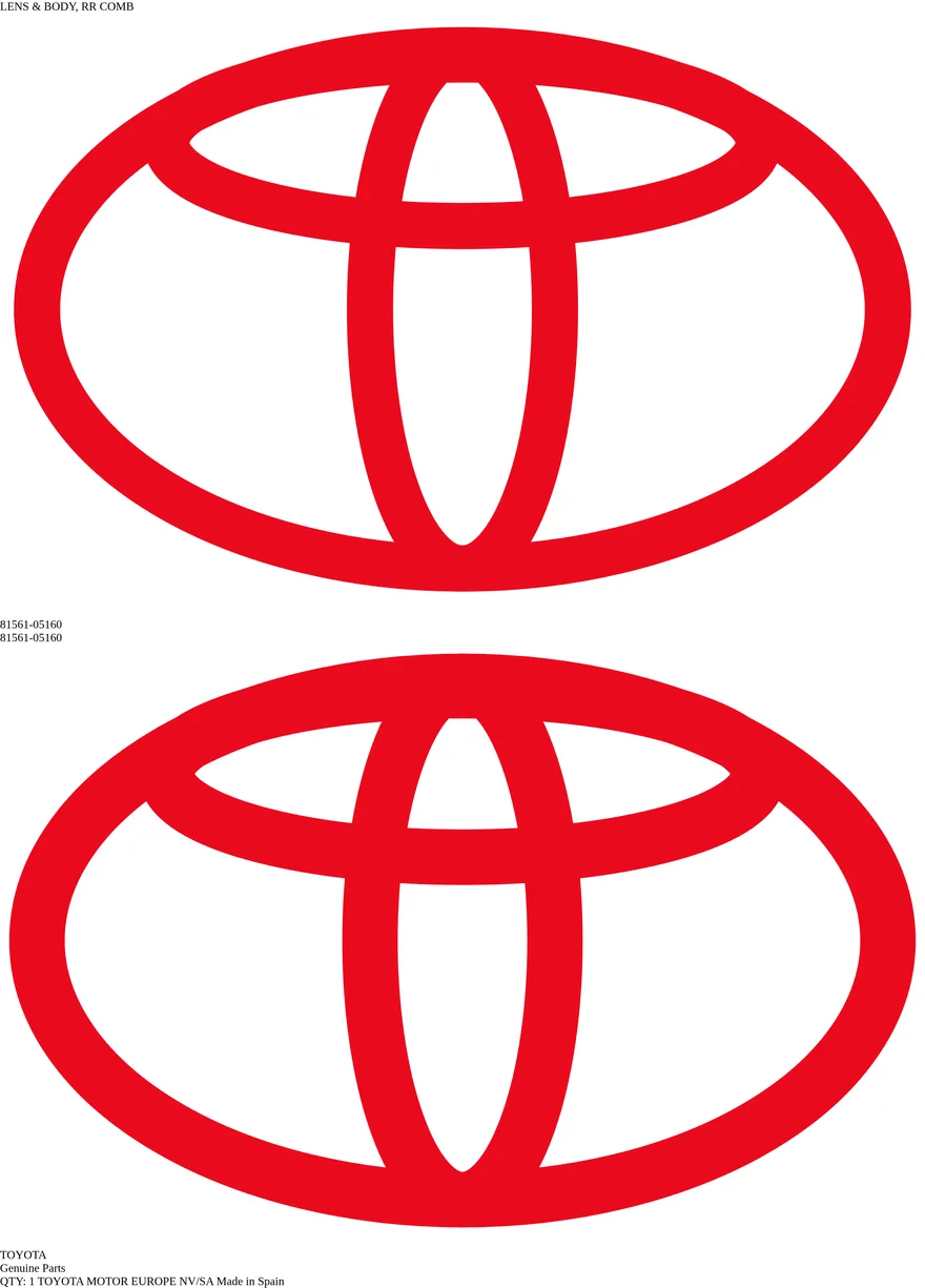 OEM label TOYOTA 81561-05160 — LENS & BODY, RR COMB