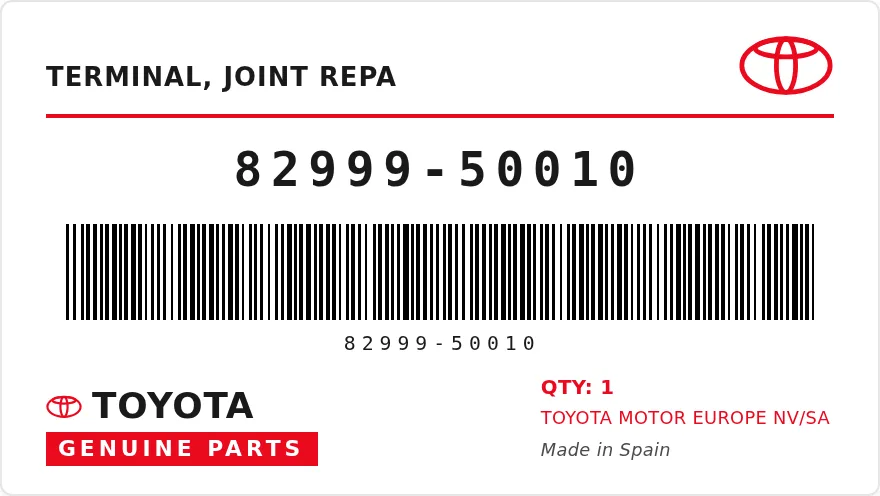 Etichetta OEM TOYOTA 82999-50010 — TERMINAL, JOINT REPA
