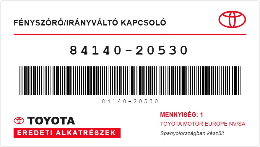 OEM label TOYOTA 84140-20530 — SWITCH ASSY,
