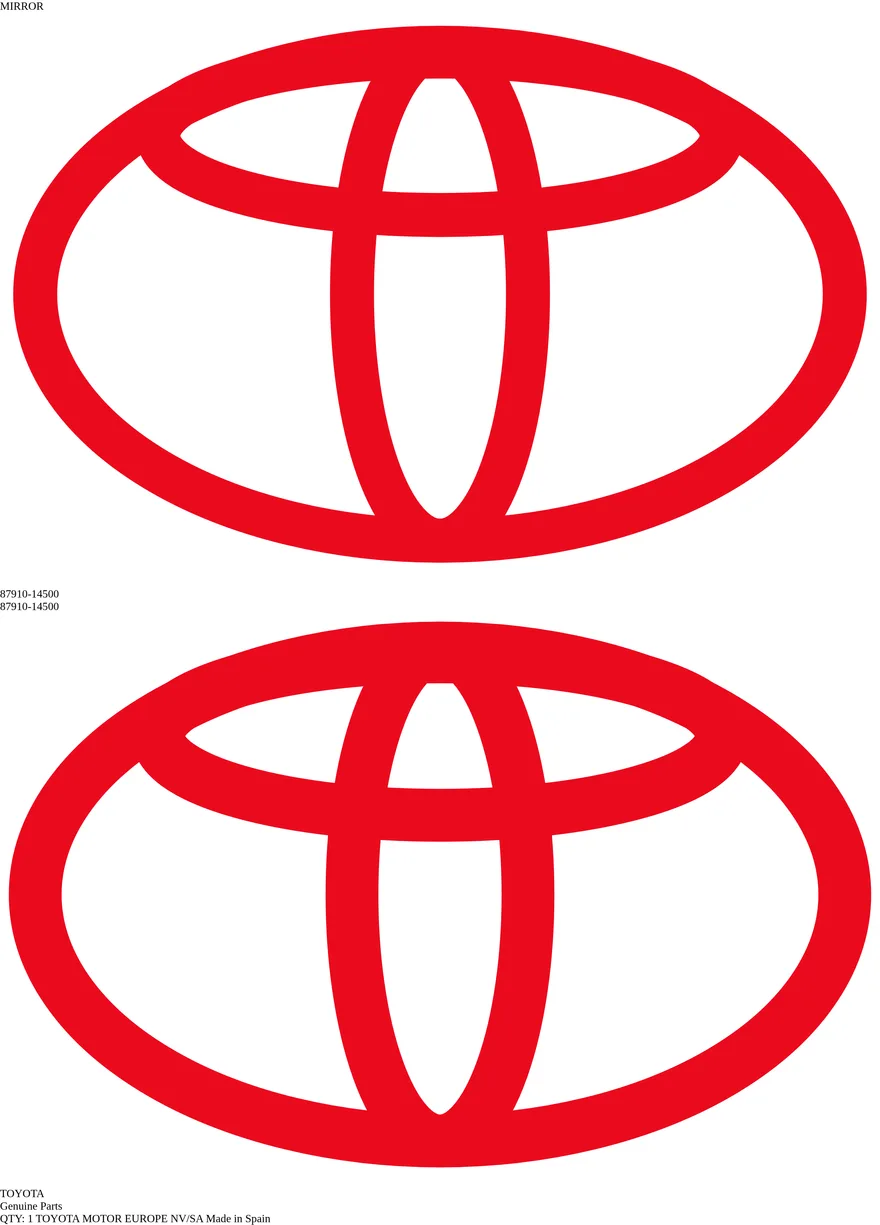 Étiquette OEM TOYOTA 87910-14500 — RETROVISEUR (extd)