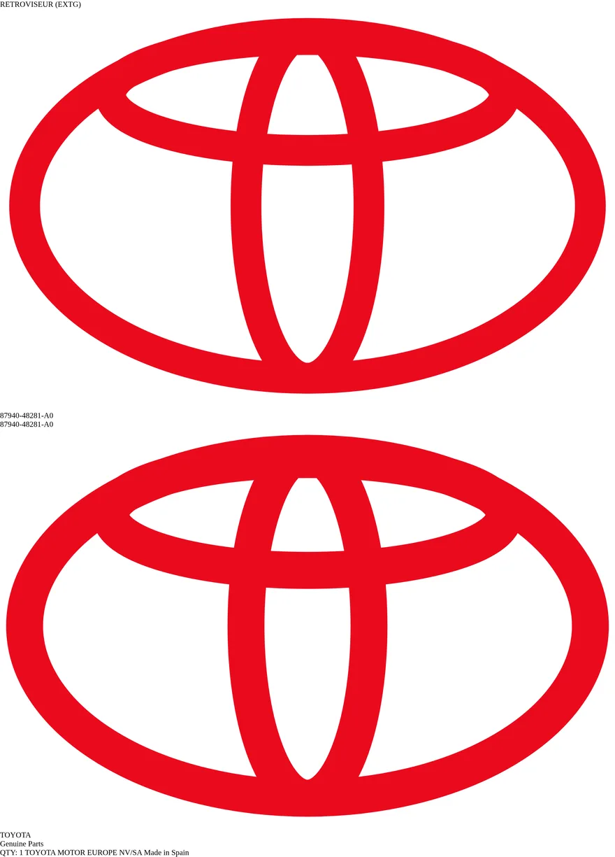Étiquette OEM TOYOTA 87940-48281-A0 — RETROVISEUR (extg)