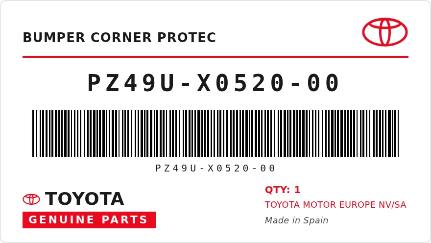 OEM-etiket TOYOTA PZ49U-X0520-00 — BUMPER CORNER PROTEC