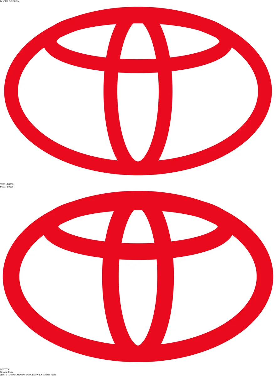 Étiquette OEM TOYOTA SU001-B9296 — DISQUE DE FREIN