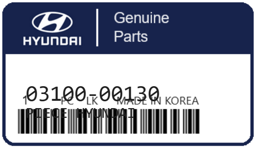 HYUNDAI - 03100-00130 PIECE HYUNDAI