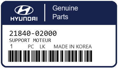 HYUNDAI - 21840-02000 SUPPORT MOTEUR