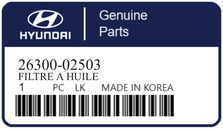 HYUNDAI - 26300-02503 FILTRE A HUILE
