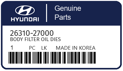 HYUNDAI - 26310-27000 BODY FILTER OIL DIES