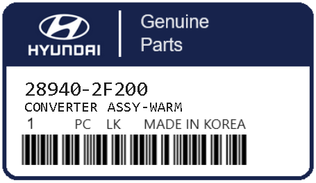 HYUNDAI - 28940-2F200 CONVERTER ASSY-WARM