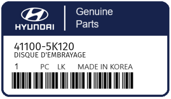 HYUNDAI - 41100-5K120 DISQUE D'EMBRAYAGE