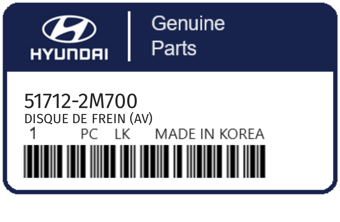 HYUNDAI - 51712-2M700 DISQUE DE FREIN (av)