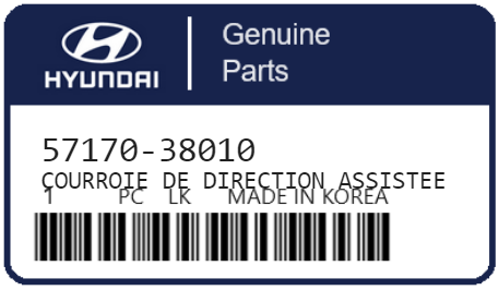 HYUNDAI - 57170-38010 COURROIE DE DIRECTION ASSISTEE