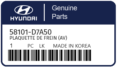 HYUNDAI - 58101-D7A50 PLAQUETTE DE FREIN (av)