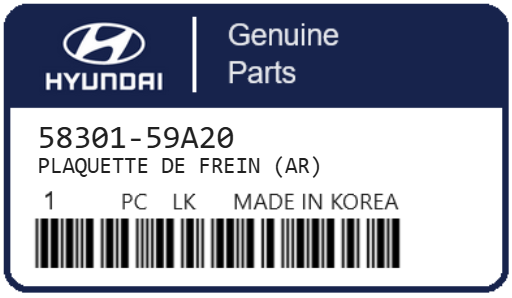HYUNDAI - 58301-59A20 PLAQUETTE DE FREIN (ar)