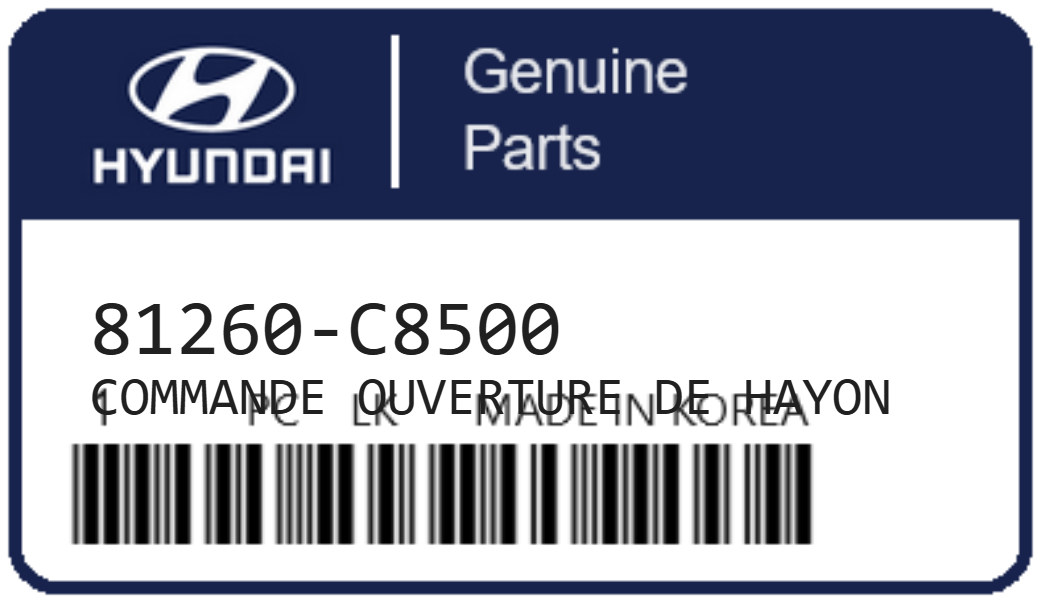 HYUNDAI - 81260-C8500 COMMANDE OUVERTURE DE HAYON