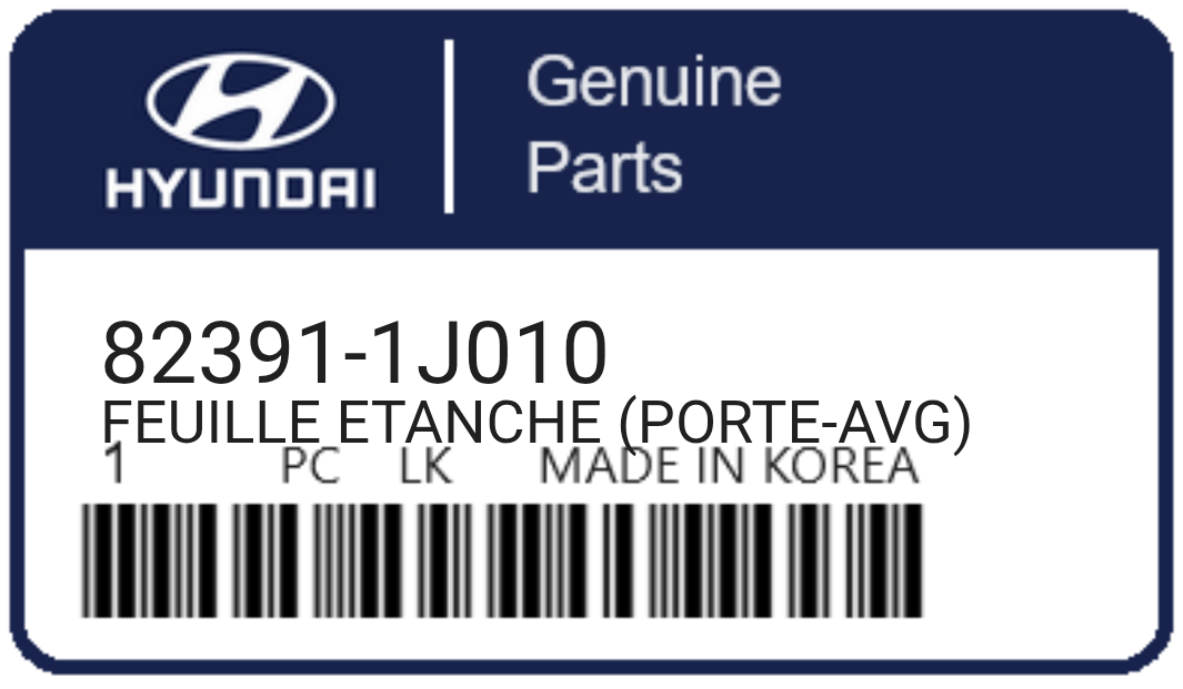 HYUNDAI - 82391-1J010 FEUILLE ETANCHE (porte-avg)