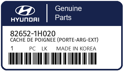 HYUNDAI - 82652-1H020 CACHE DE POIGNEE (porte-arg-ext)