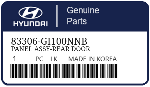 HYUNDAI - 83306-GI100NNB PANEL ASSY-REAR DOOR