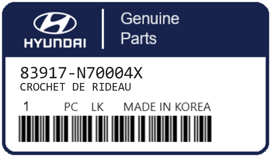 HYUNDAI - 83917-N70004X CROCHET DE RIDEAU