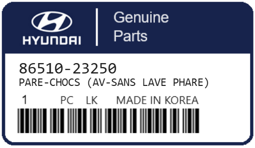 HYUNDAI - 86510-23250 PARE-CHOCS (av-sans lave phare)