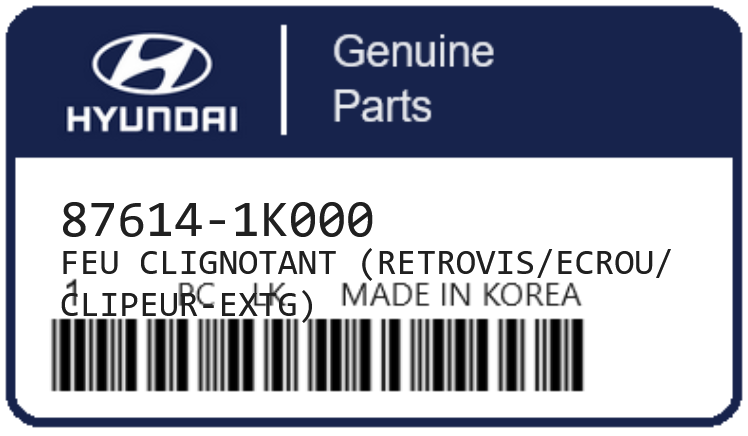 HYUNDAI - 87614-1K000 FEU CLIGNOTANT (retroVIS/ECROU/CLIPeur-extg)