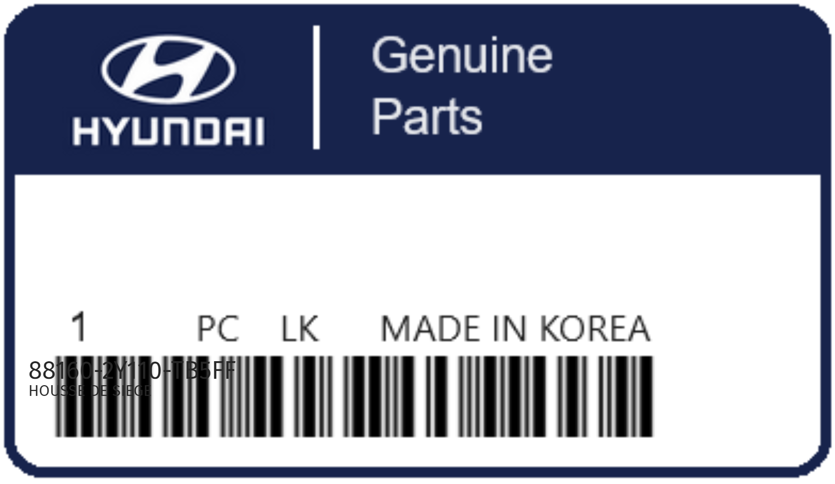 HYUNDAI - 88160-2Y110-TB5FF HOUSSE DE SIEGE