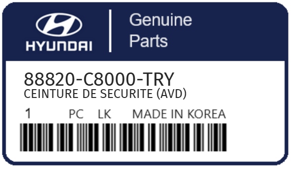 HYUNDAI - 88820-C8000-TRY CEINTURE DE SECURITE (avd)