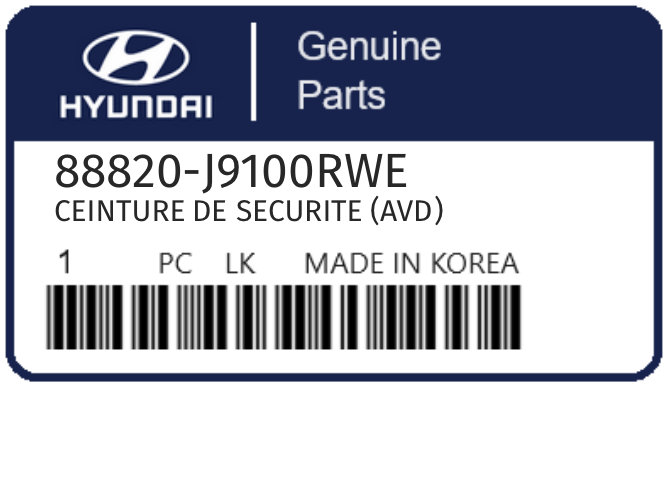 HYUNDAI - 88820-J9100RWE CEINTURE DE SECURITE (avd)