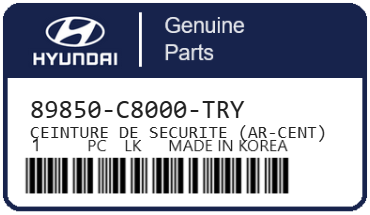 HYUNDAI - 89850-C8000-TRY CEINTURE DE SECURITE (ar-cent)