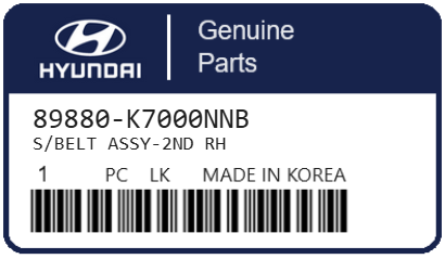 HYUNDAI - 89880-K7000NNB S/BELT ASSY-2ND RH