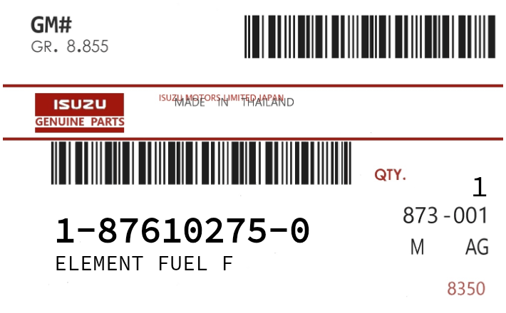 ISUZU - 18761-02750 ELEMENT FUEL F