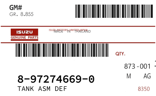 ISUZU - 89727-46690 TANK ASM  DEF