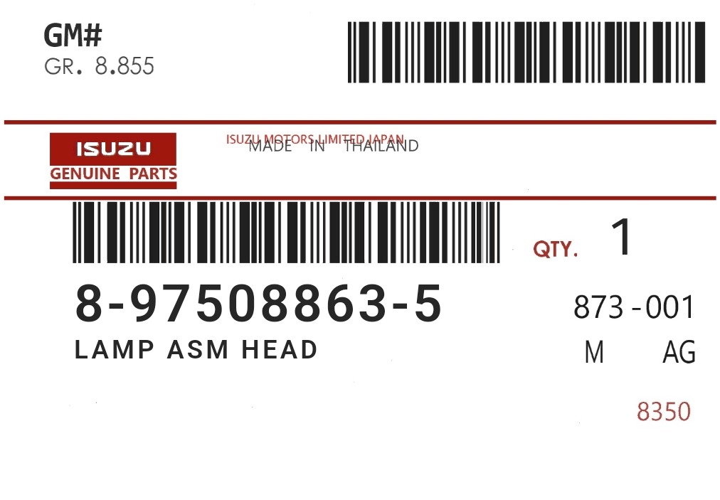 ISUZU - 89750-88635 LAMP ASM HEAD