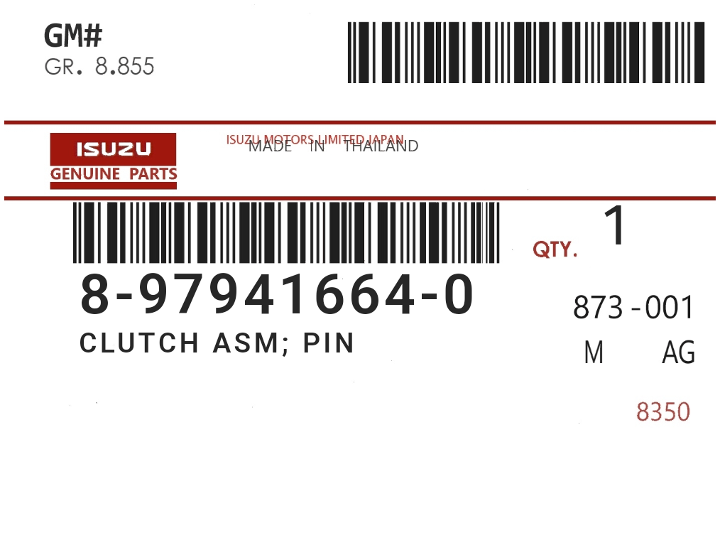 ISUZU - 89794-16640 CLUTCH ASM; PIN
