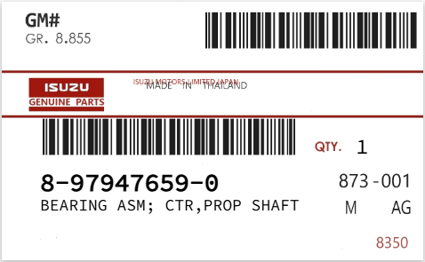 ISUZU - 89794-76590 BEARING ASM; CTR,PROP SHAFT