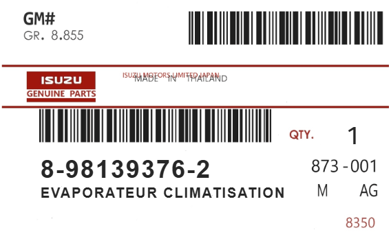 ISUZU - 89813-93762 EVAPORATEUR CLIMATISATION