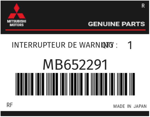 MITSUBISHI - MB652291 INTERRUPTEUR DE WARNING
