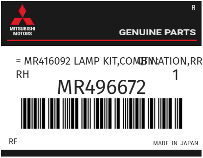 MITSUBISHI - MR496672 LAMP KIT,COMBIN