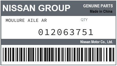NISSAN - 012063751 MOULURE AILE AR