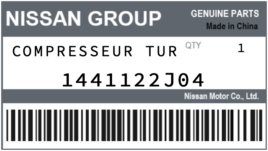 NISSAN - 1441122J04 COMPRESSEUR TUR