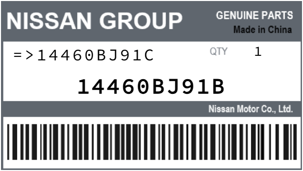 NISSAN - 14460BJ91B REFERENCE REMPLACEE PAR :